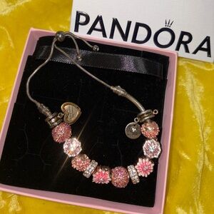 Pandora Pink and Silver Charm Bracelet